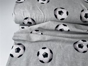 Bomuldsjersey - fodbolde på lækker grå bund